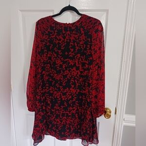 Taylor black and red floral mini dress party office event cocktail flowy